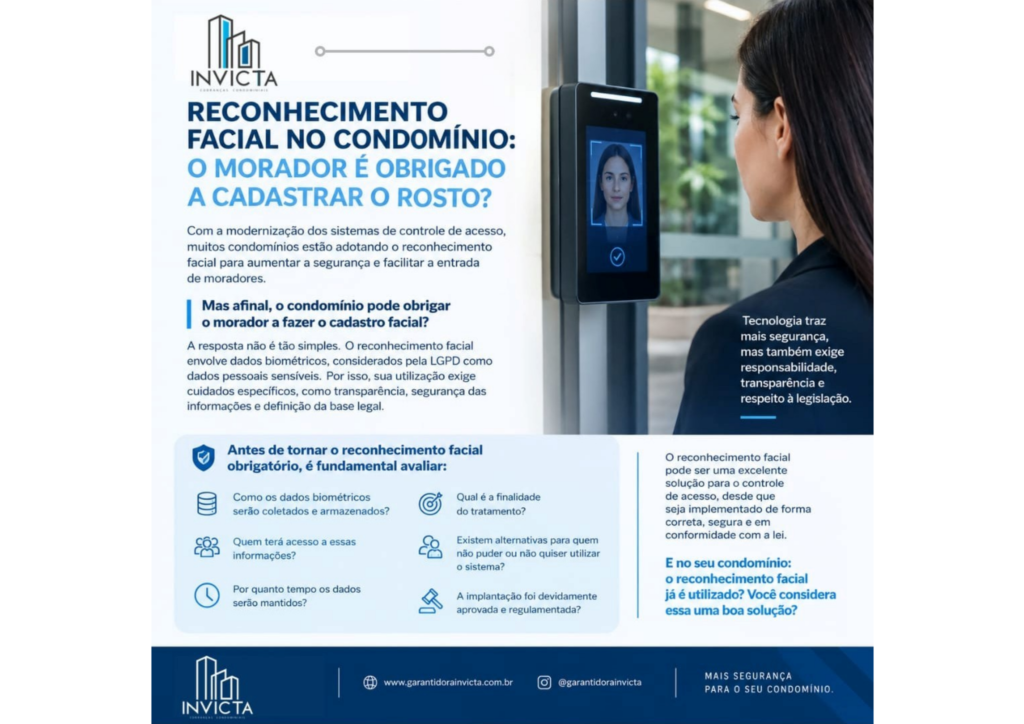 Reconhecimento facial no condomínio e uso de dados biométricos conforme a LGPD