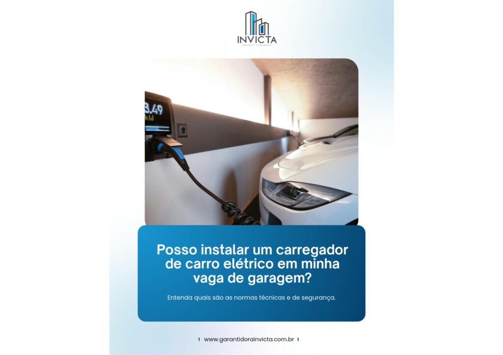 Carregador de carro elétrico em vaga de garagem de condomínio